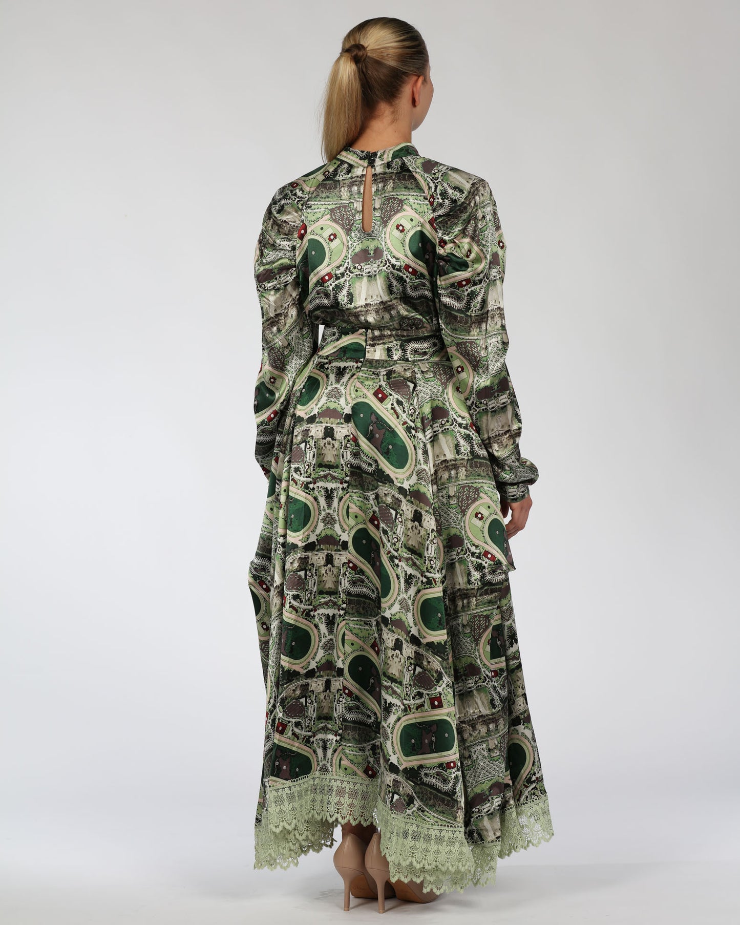 Sophisticated Silk Set - Blouse & A-Line Skirt