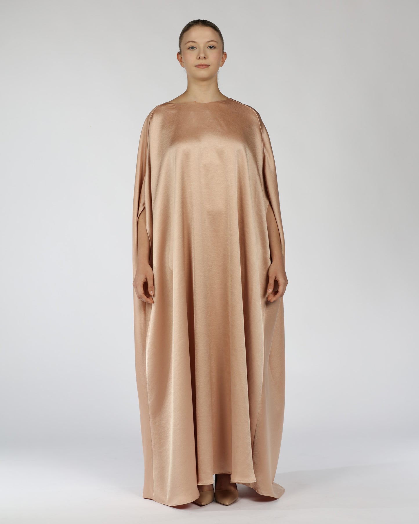 Satin Kaftan Dress – Nude