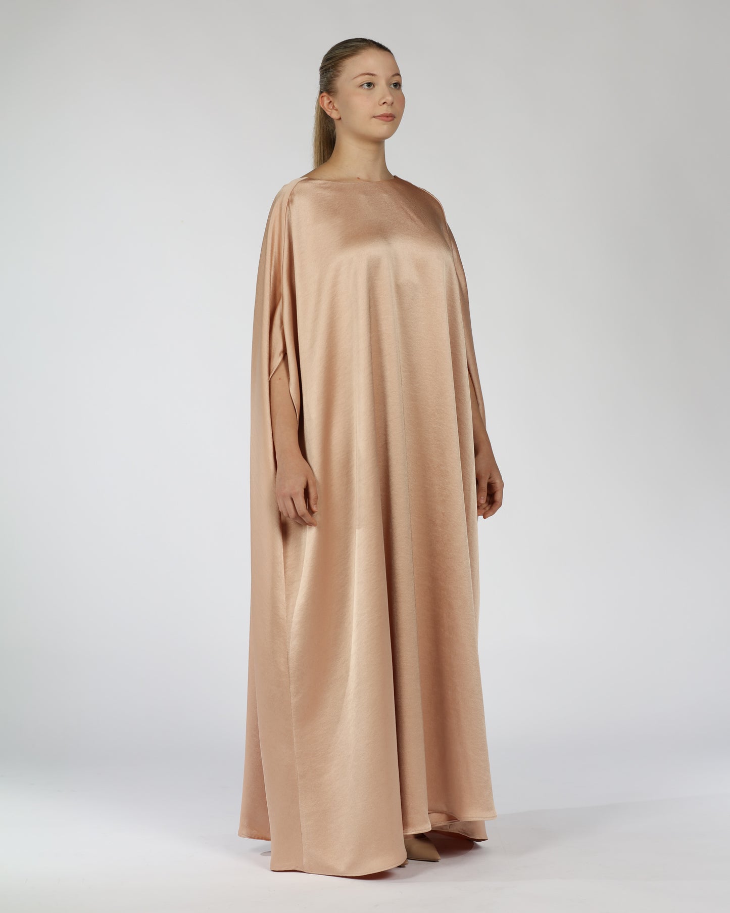 Satin Kaftan Dress – Nude