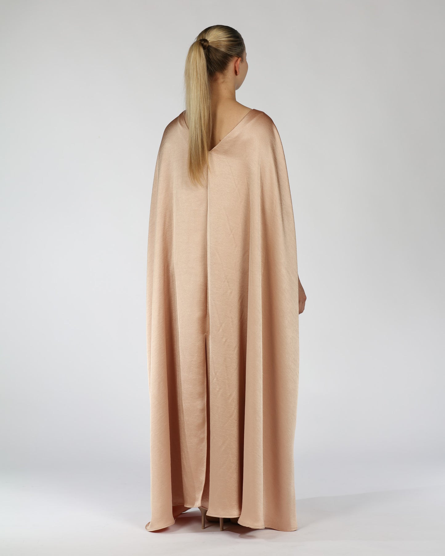 Satin Kaftan Dress – Nude