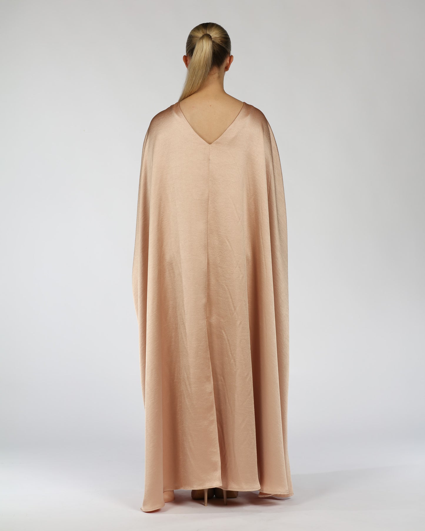 Satin Kaftan Dress – Nude