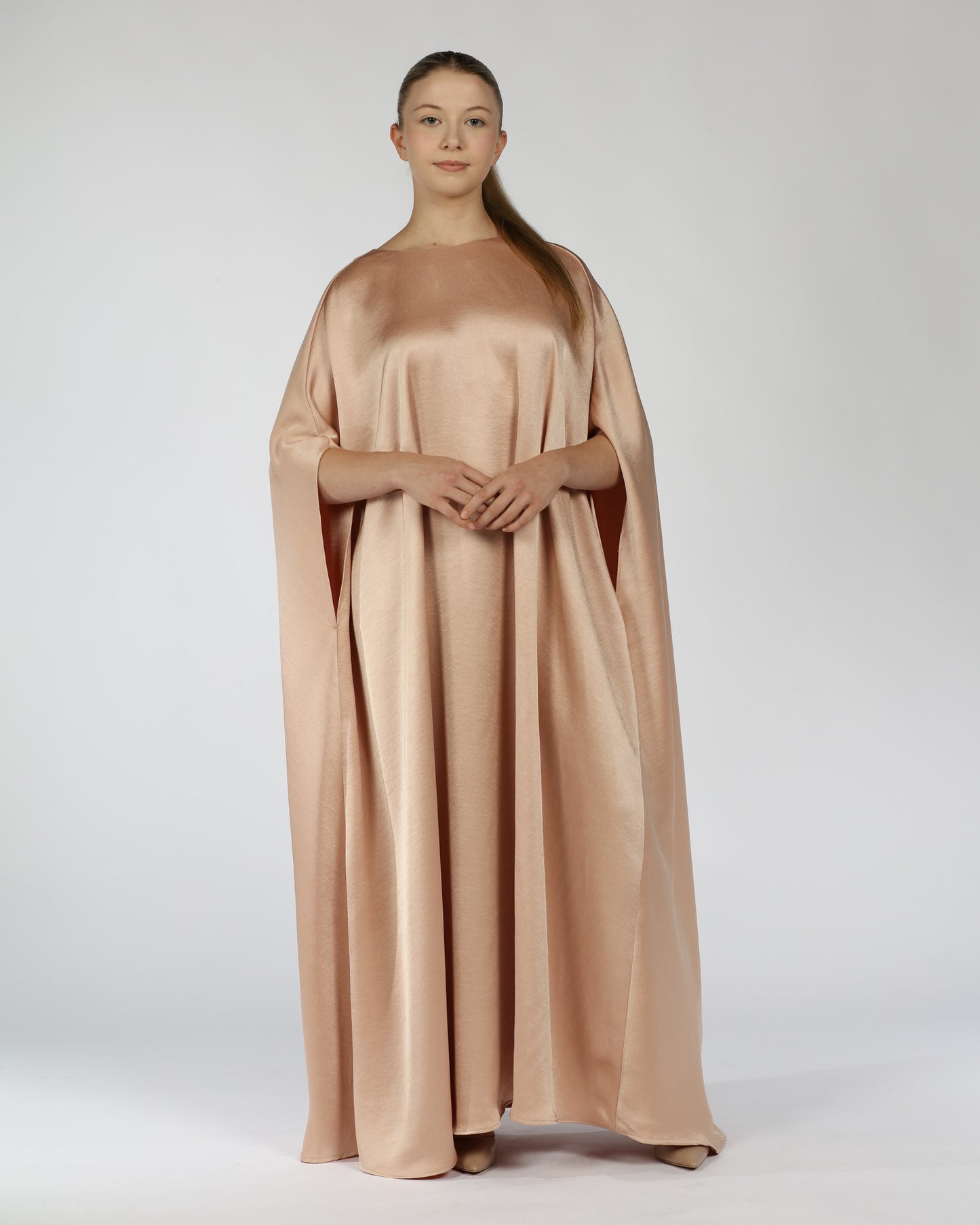 Satin Kaftan Dress – Nude