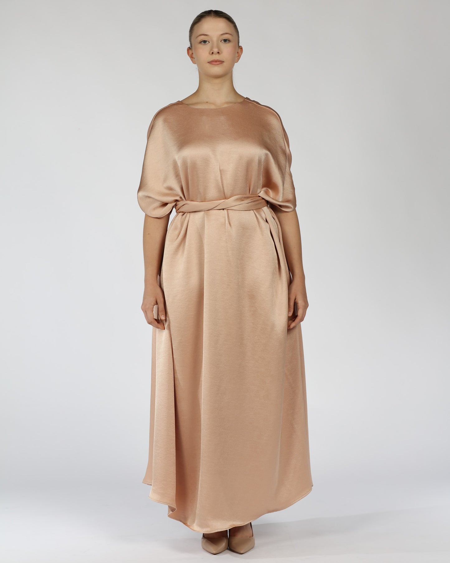 Satin Kaftan Dress – Nude