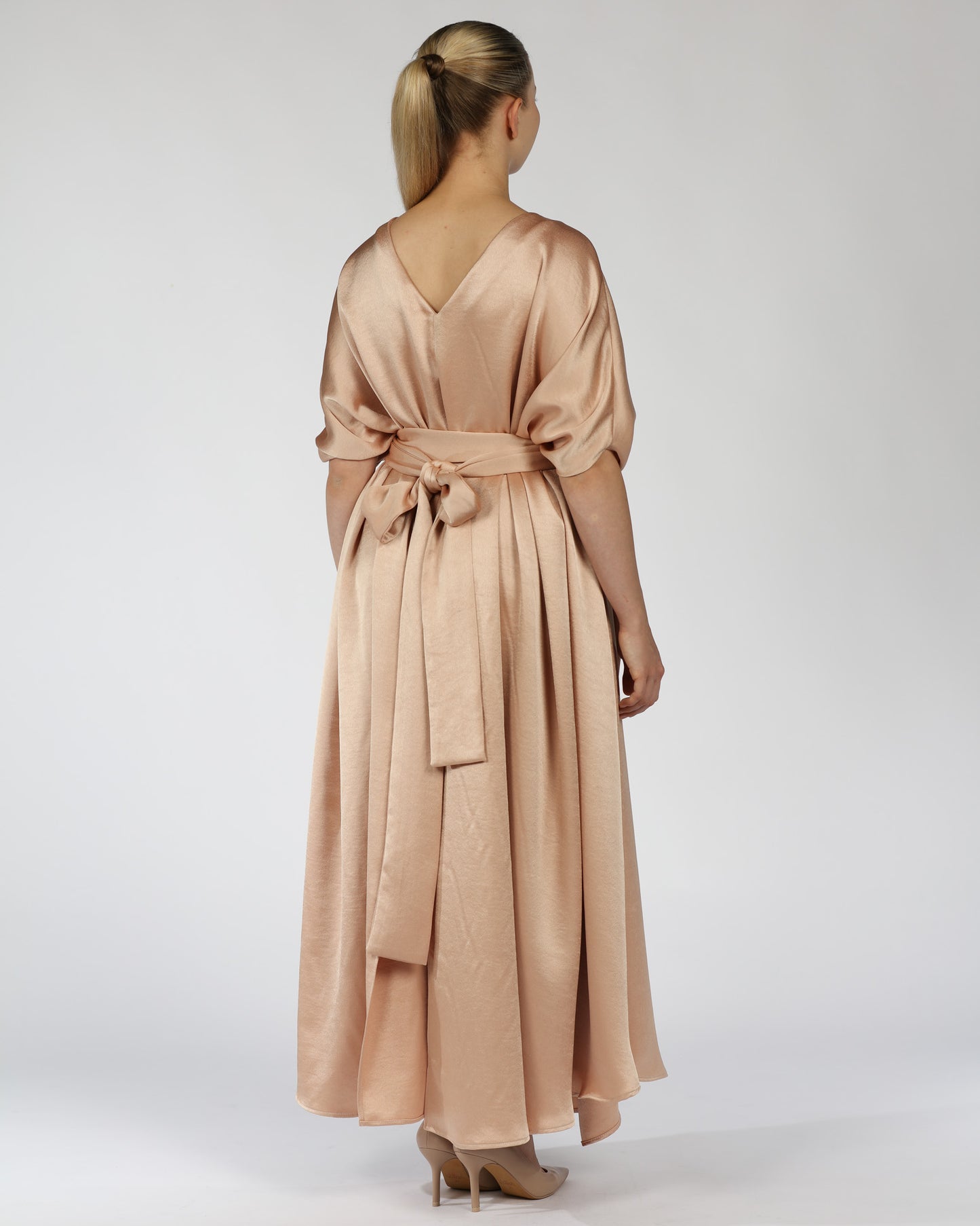 Satin Kaftan Dress – Nude
