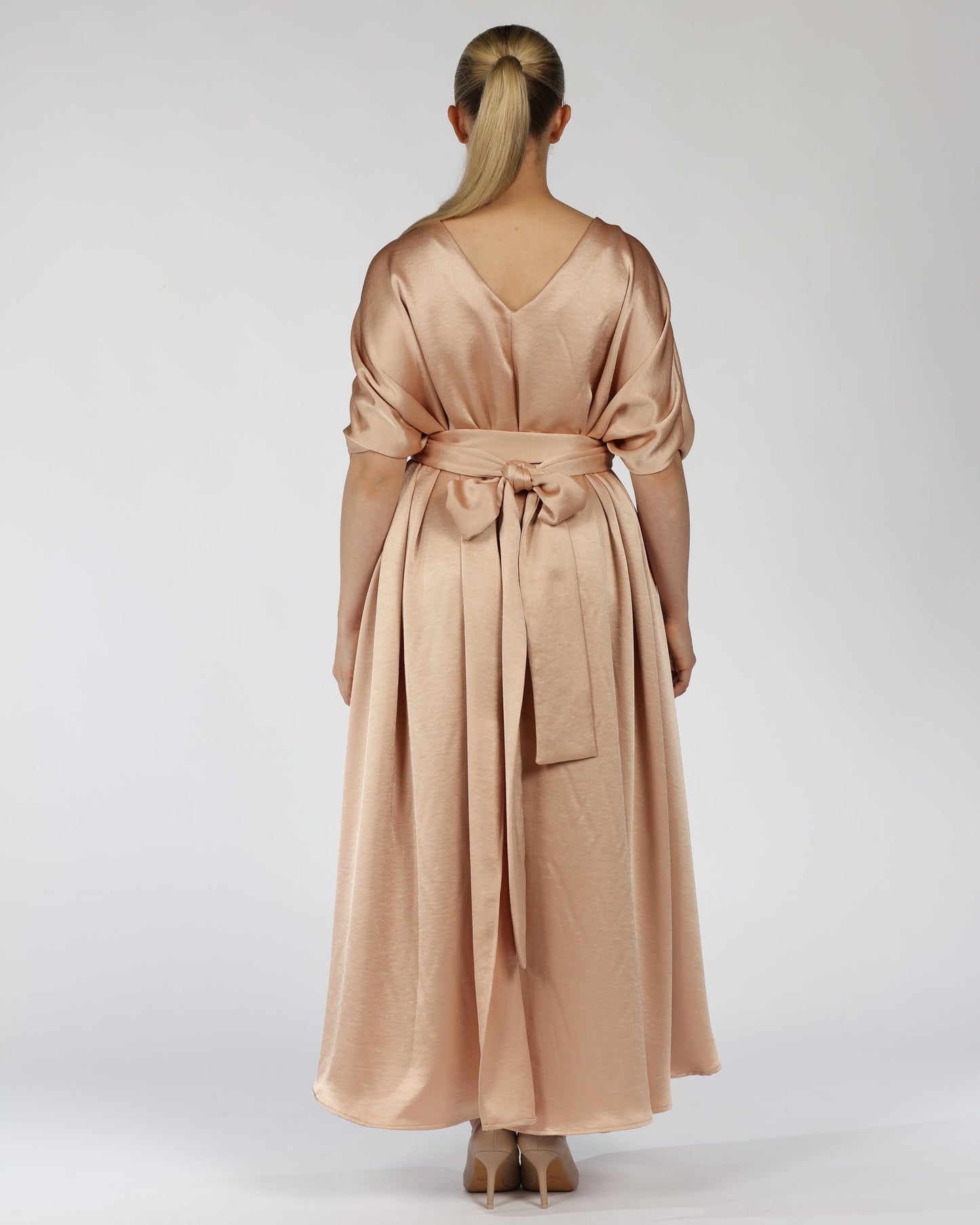 Satin Kaftan Dress – Nude
