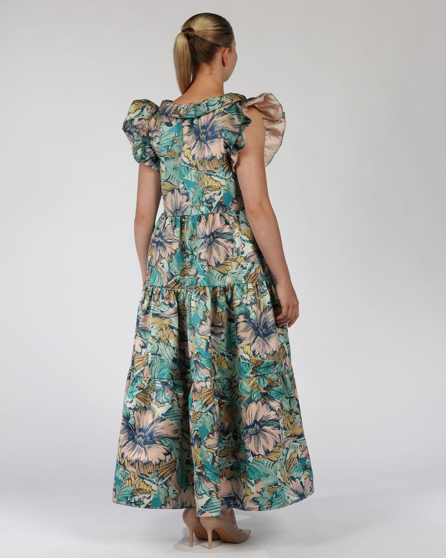 Cotton Butterfly Sleeve Midi Dress – Floral Print
