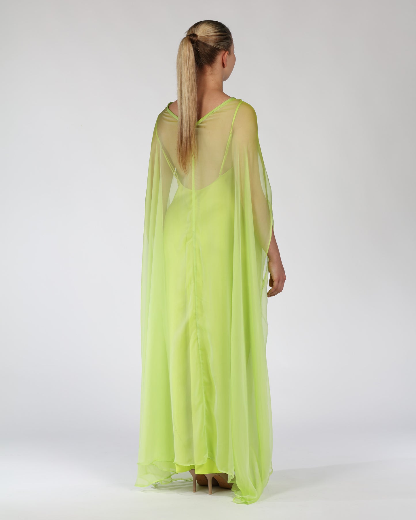 Silk Kaftan Maxi Dress – Lime Green