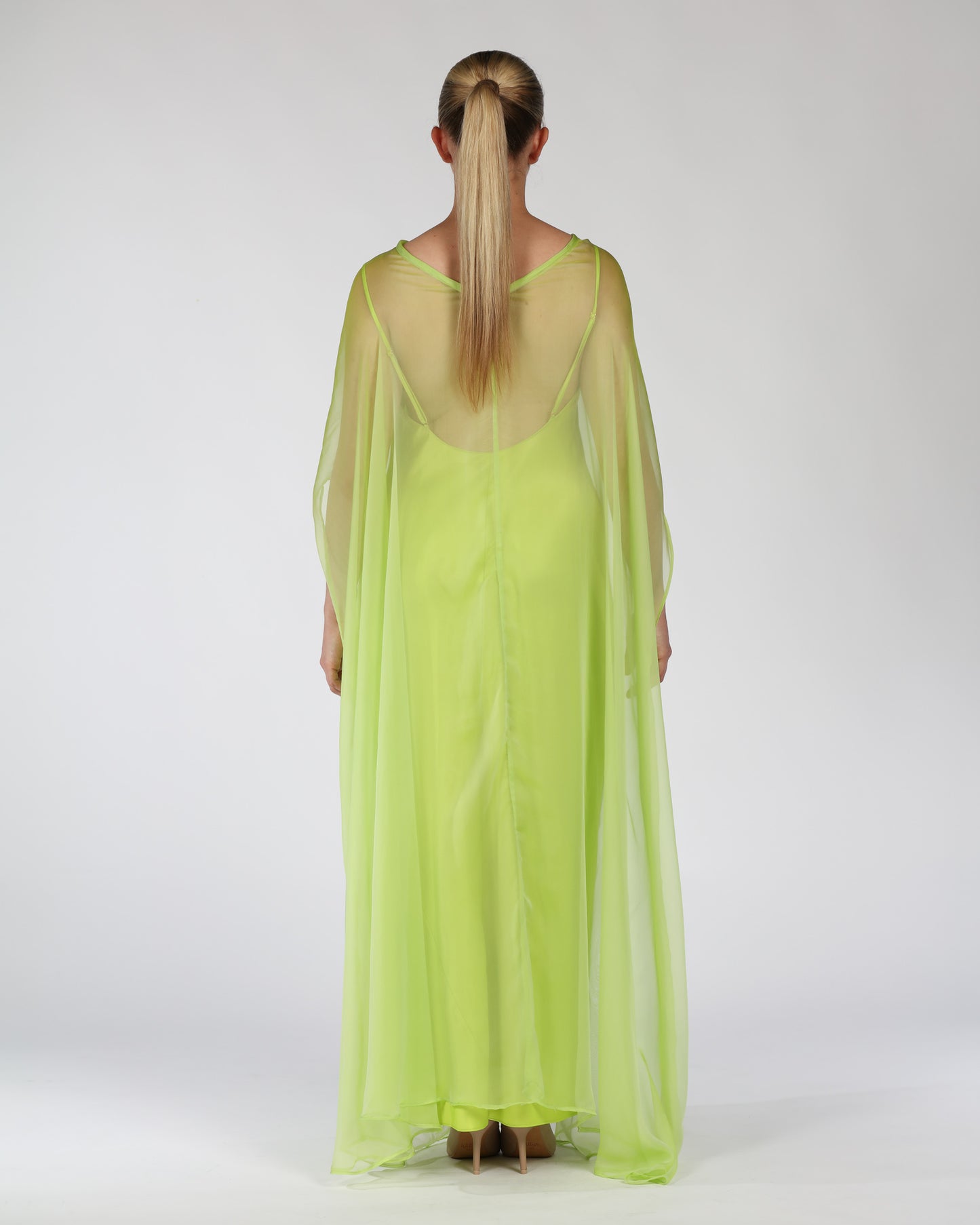 Silk Kaftan Maxi Dress – Lime Green