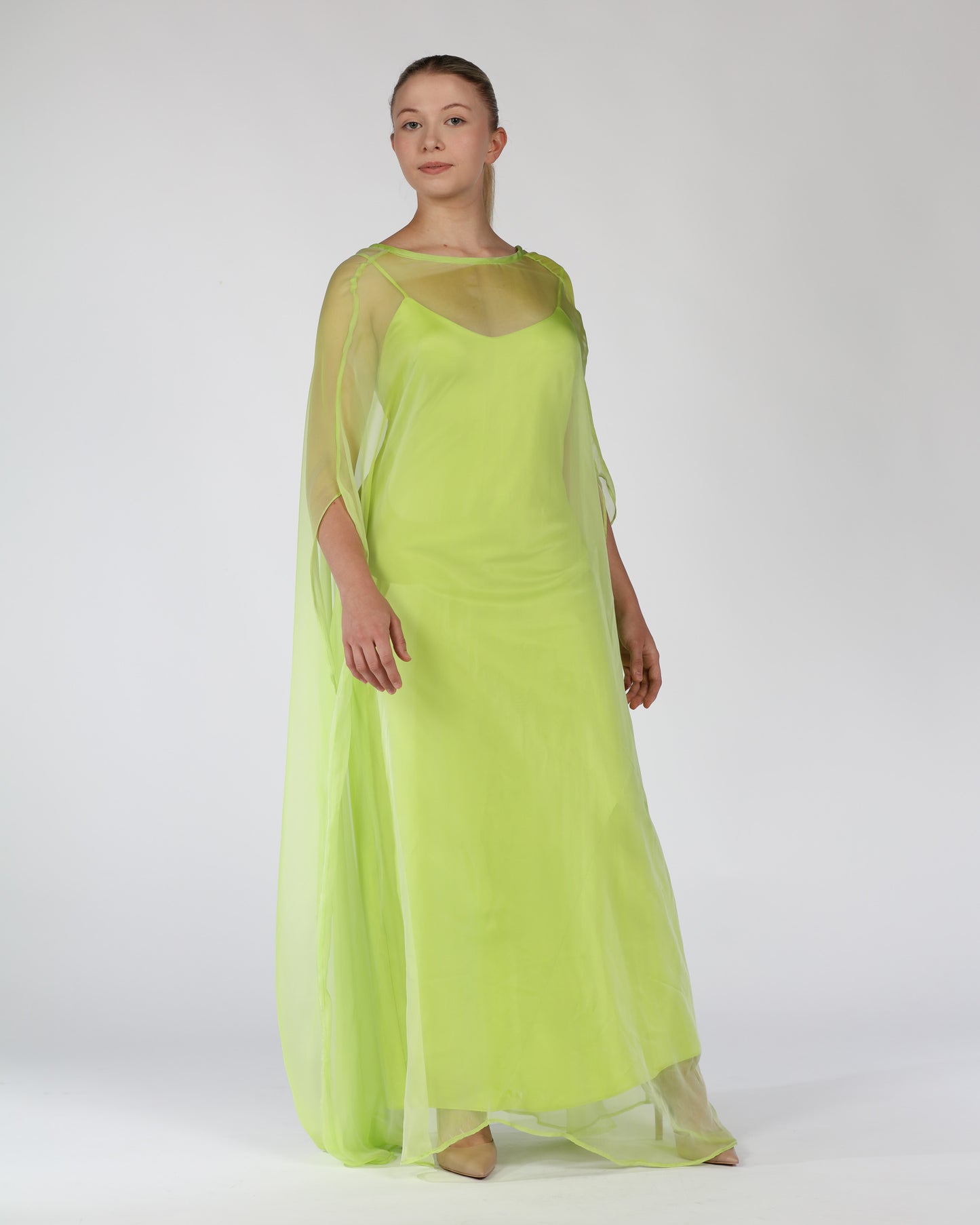 Silk Kaftan Maxi Dress – Lime Green