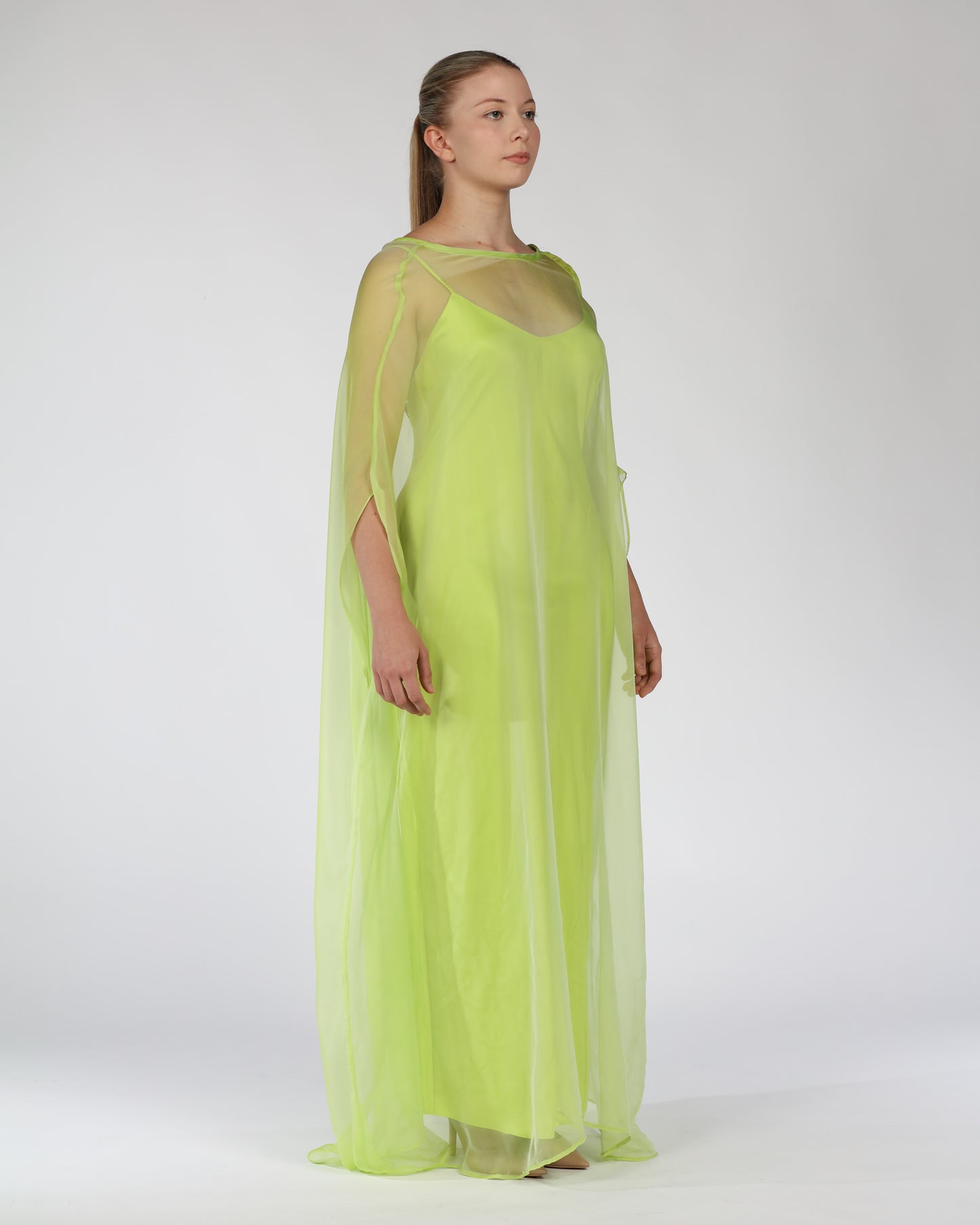Silk Kaftan Maxi Dress – Lime Green