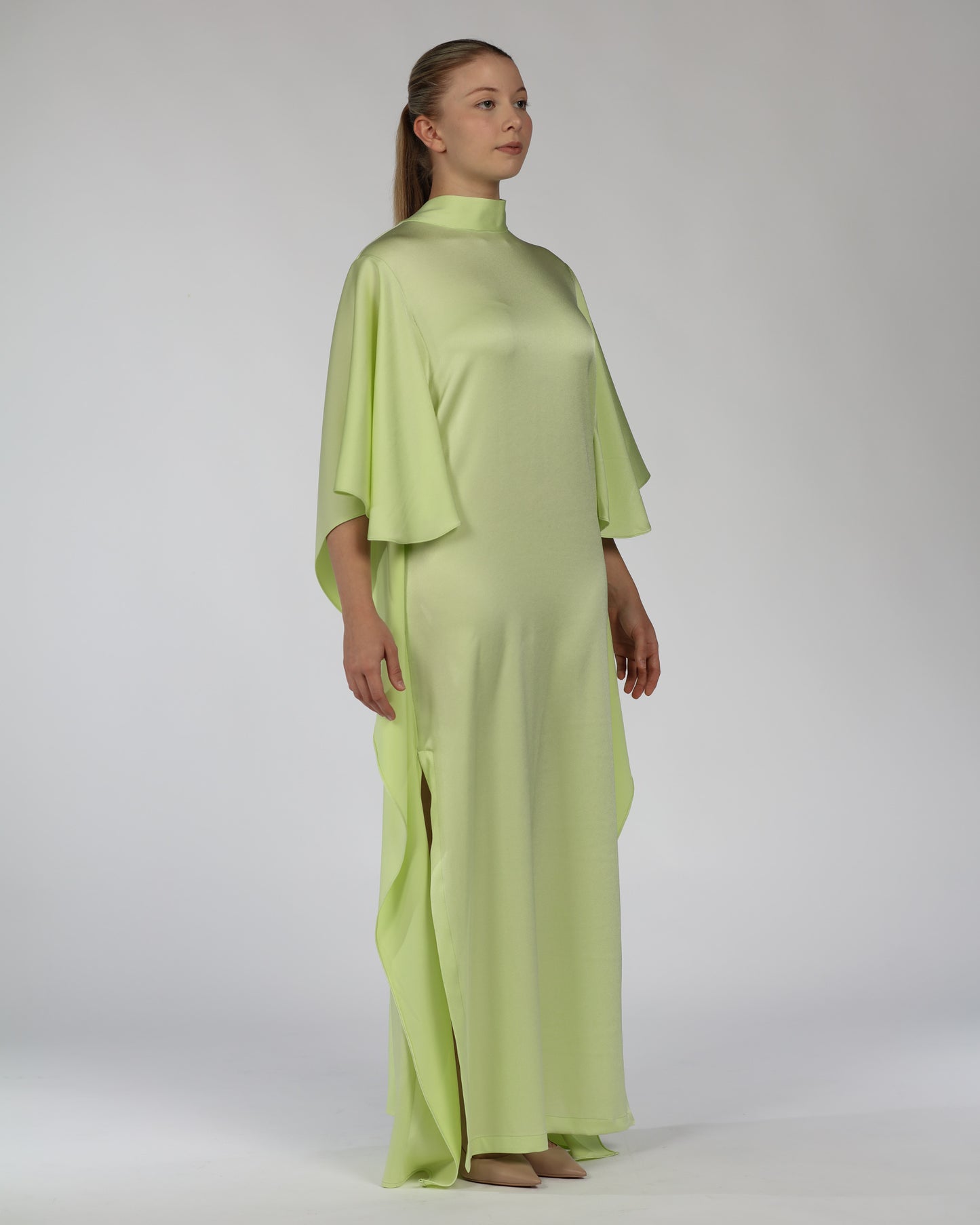 Silk Cascade Dress – Light Green (Limited Edition)