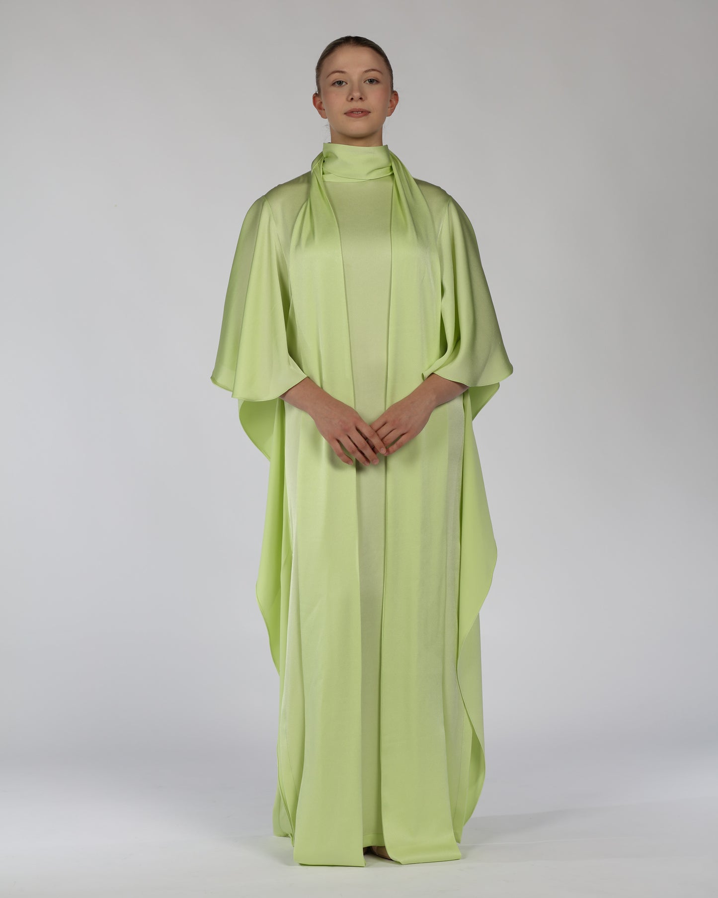 Silk Cascade Dress – Light Green (Limited Edition)