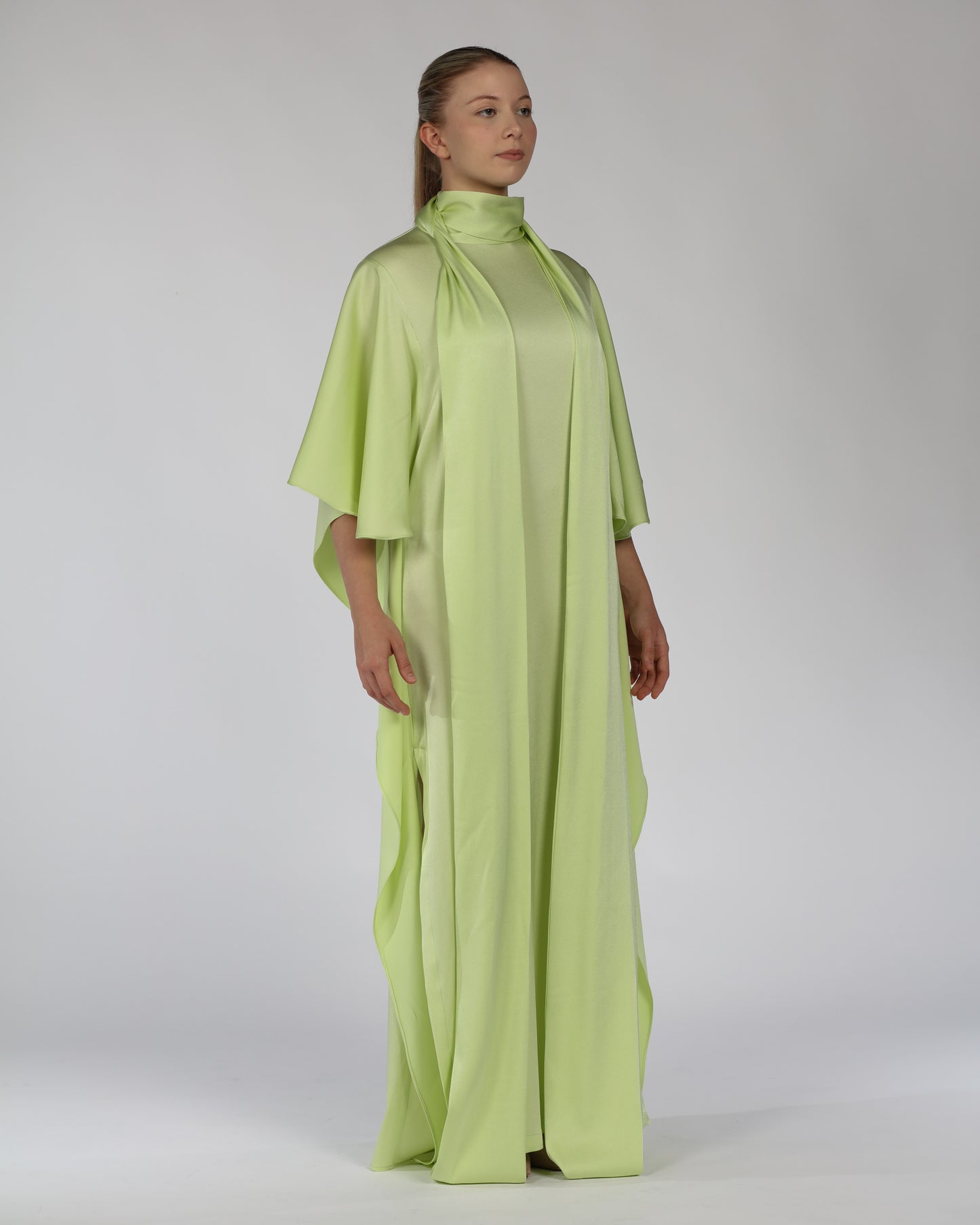 Silk Cascade Dress – Light Green (Limited Edition)