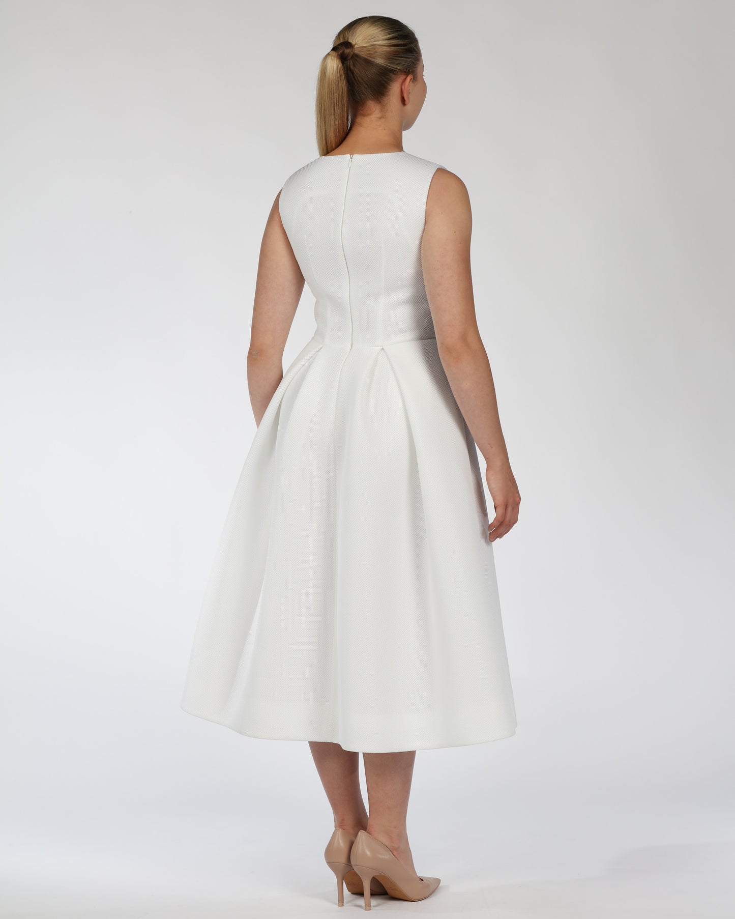 Sleeveless White Midi Dress – Classic White