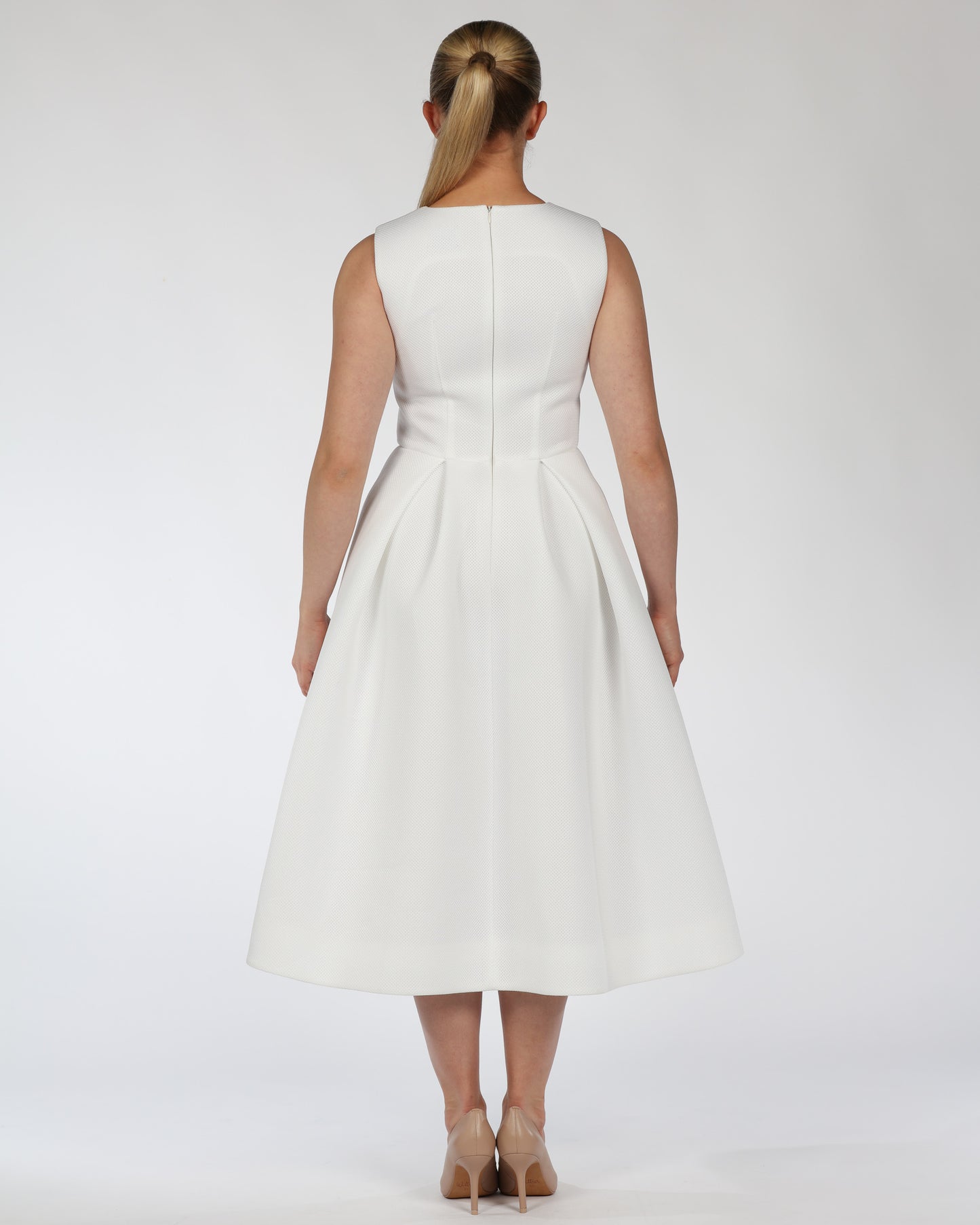 Sleeveless White Midi Dress – Classic White