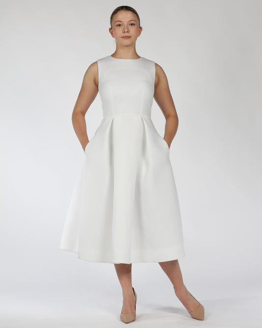 Sleeveless White Midi Dress – Classic White
