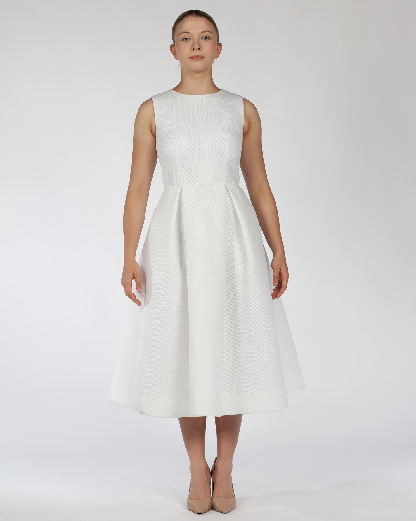 Sleeveless White Midi Dress – Classic White