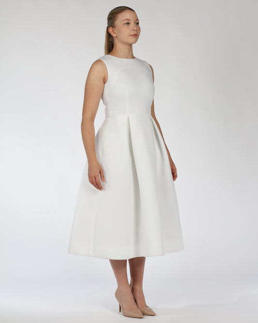 Sleeveless White Midi Dress – Classic White