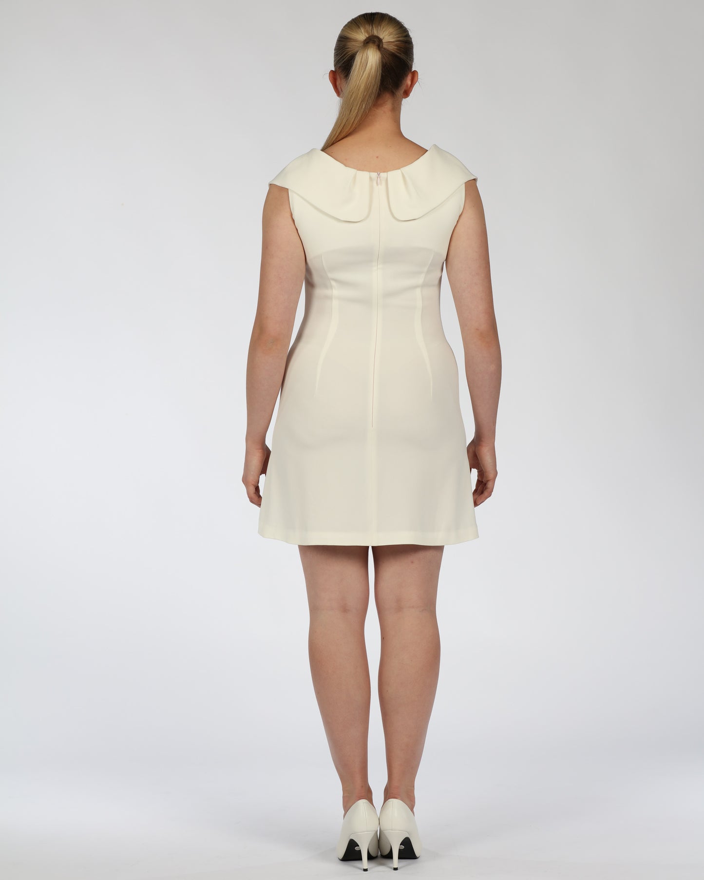 Off-Shoulder Mini Dress – White Collar Detail