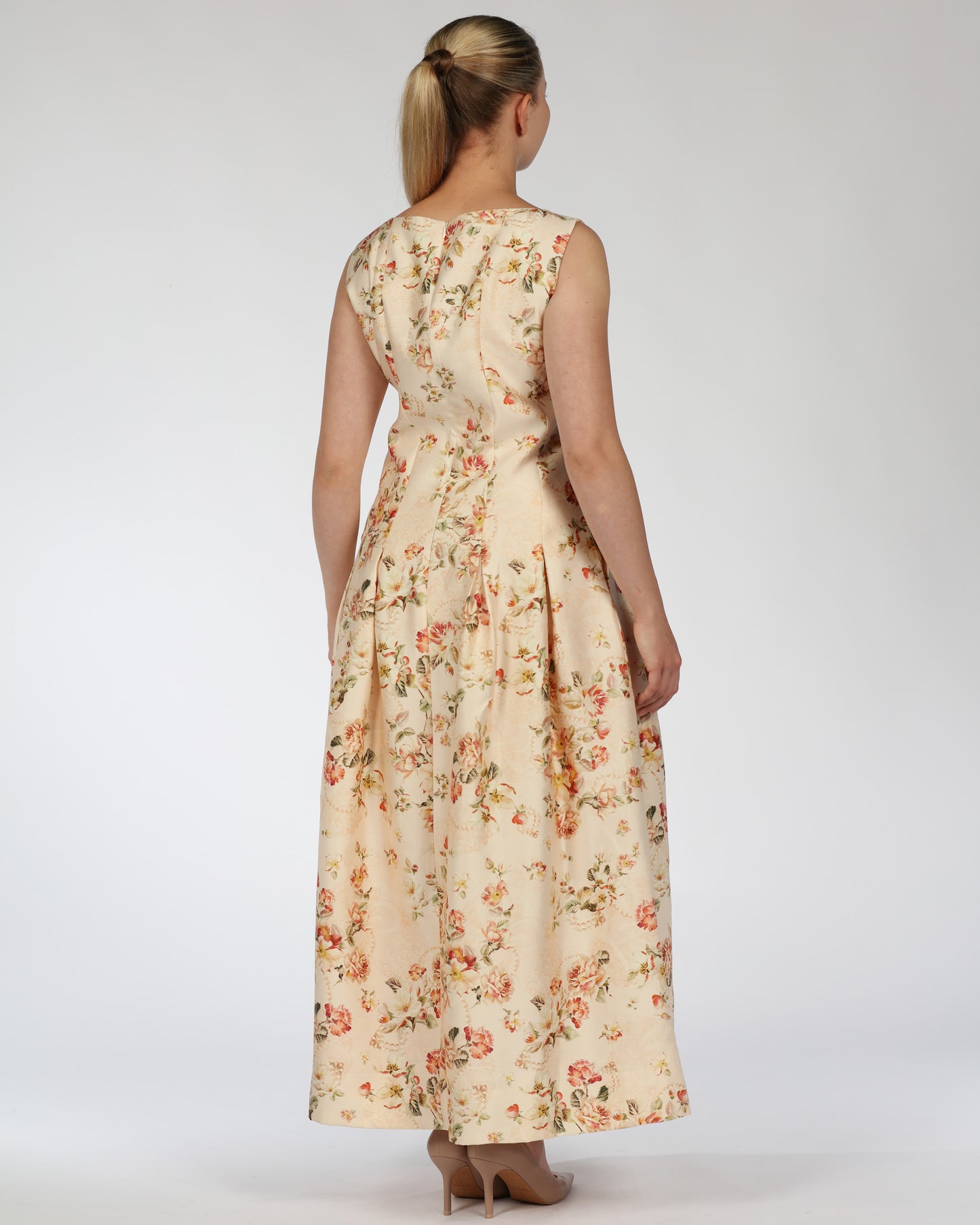 Silk–Linen Midi Dress with Pockets