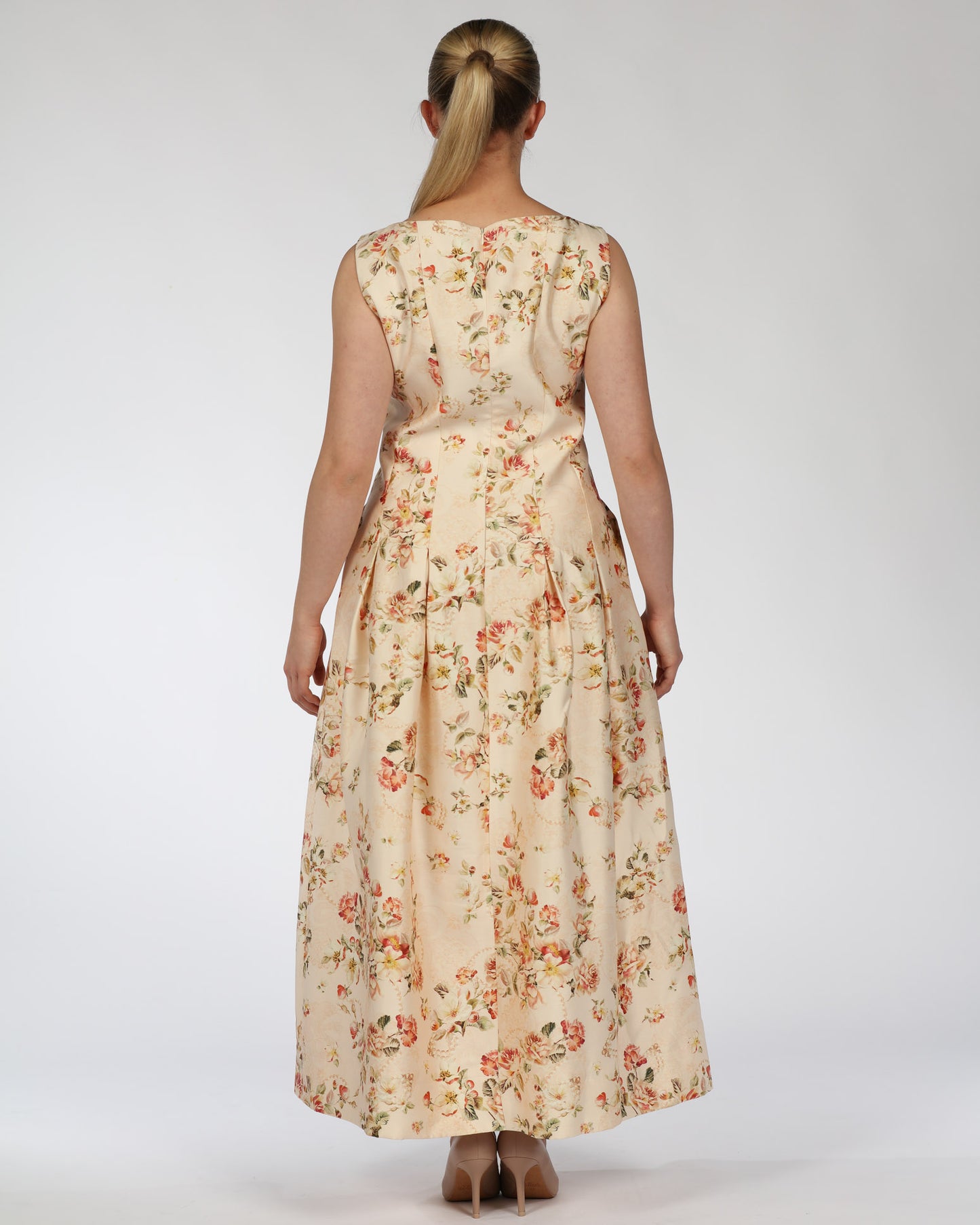 Silk–Linen Midi Dress with Pockets