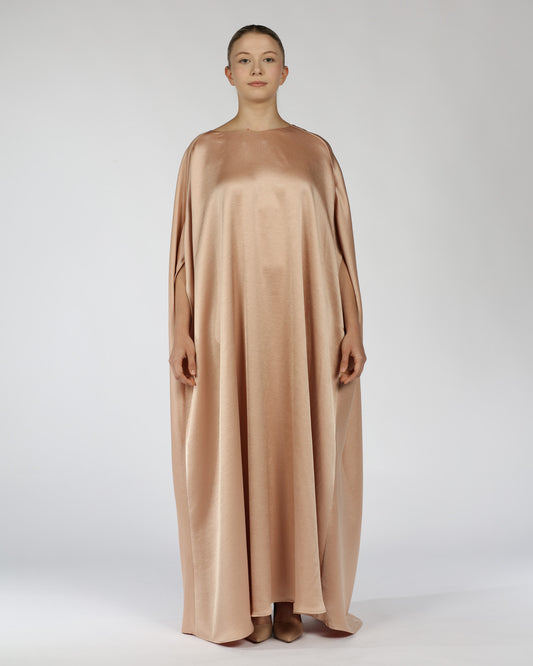 Satin Kaftan Dress – Nude