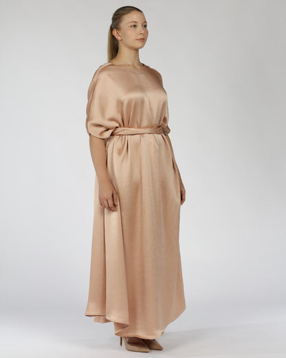Satin Kaftan Dress – Nude