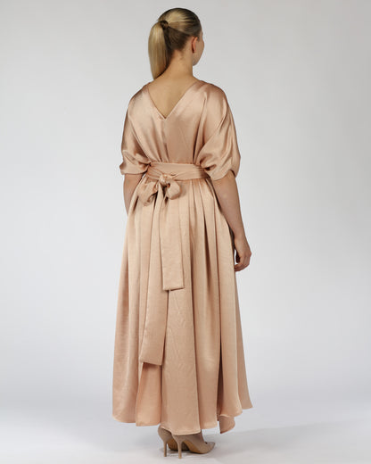 Satin Kaftan Dress – Nude