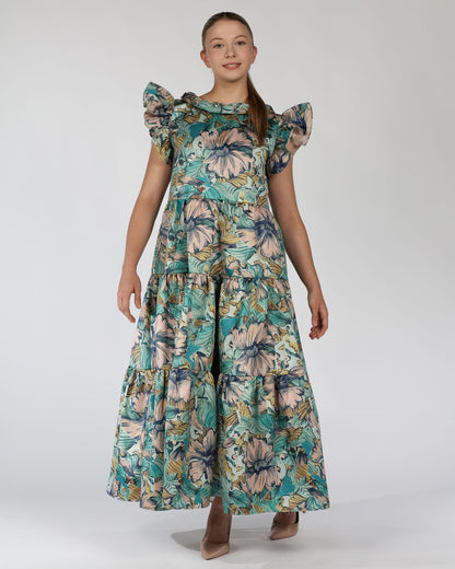 Cotton Butterfly Sleeve Midi Dress – Floral Print
