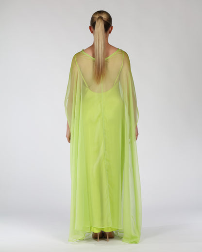 Silk Kaftan Maxi Dress – Lime Green