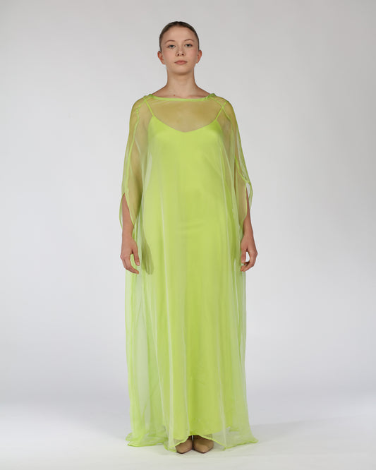 Silk Kaftan Maxi Dress – Lime Green