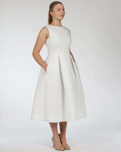 Sleeveless White Midi Dress – Classic White