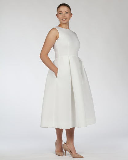 Sleeveless White Midi Dress – Classic White