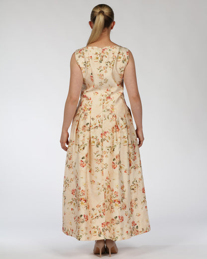 Silk–Linen Midi Dress with Pockets